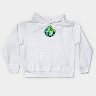 Green Geometric Mountain Logo Design Kids Hoodie